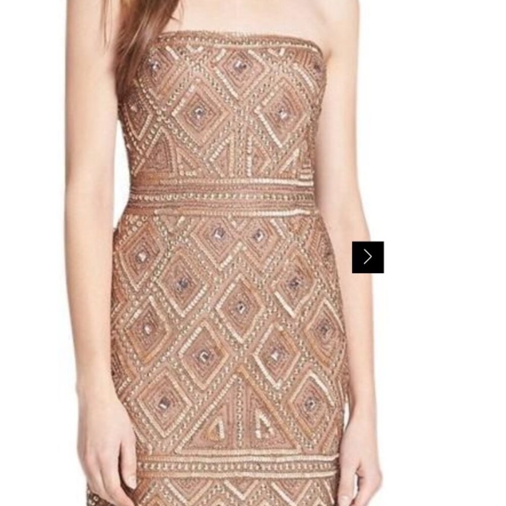 Adrianna Papell Strapless Embellished Diamond-Pattern Mini Dress